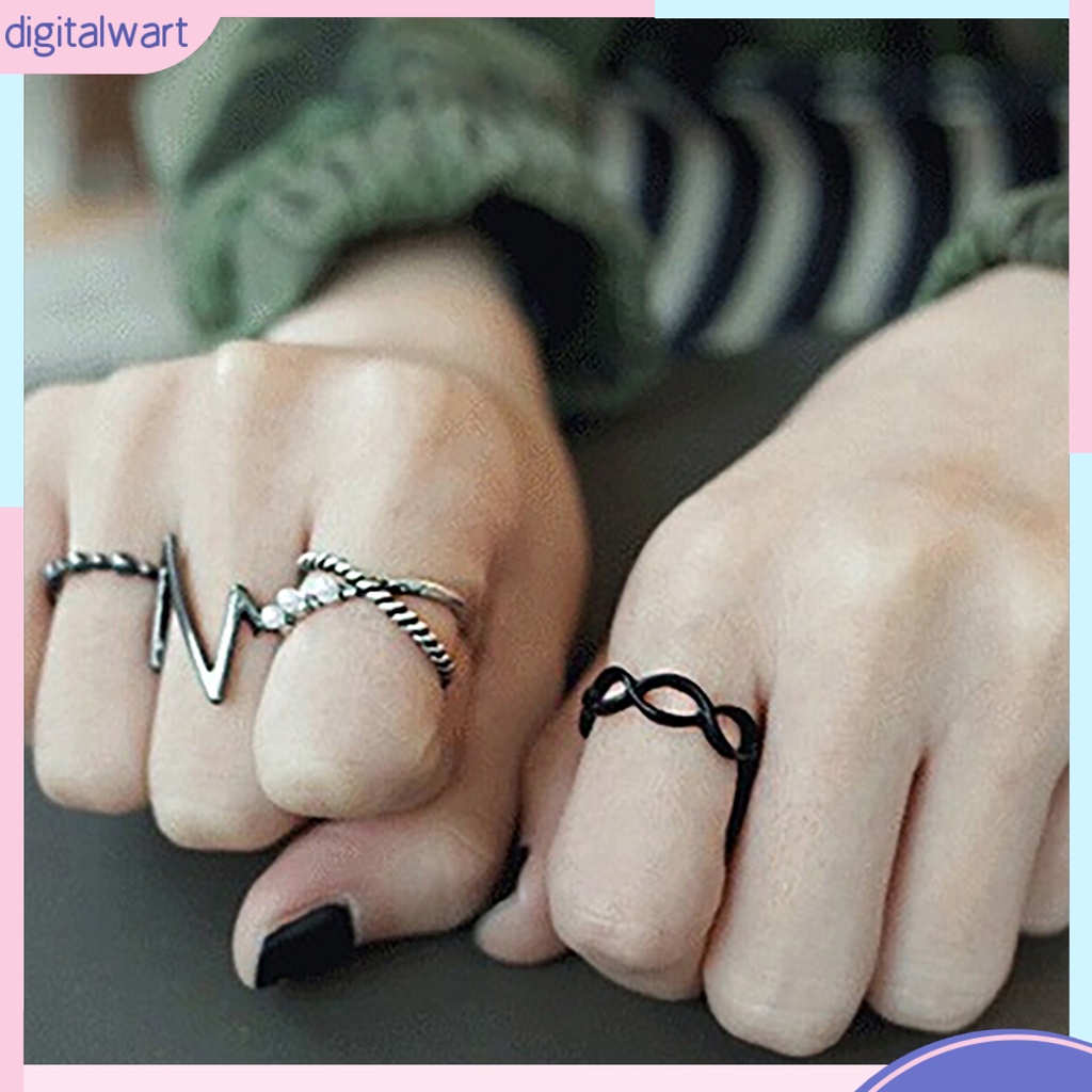 Set 4 nhẫn đeo khớp ngón tay màu bạc thời trang cho nữ
