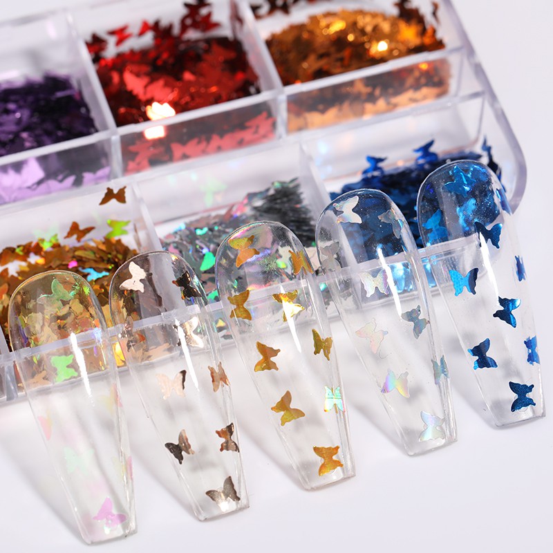 Hộp Kim Sa UR SUGAR Hình Bướm Đính Trang Trí Móng Nghệ Thuật