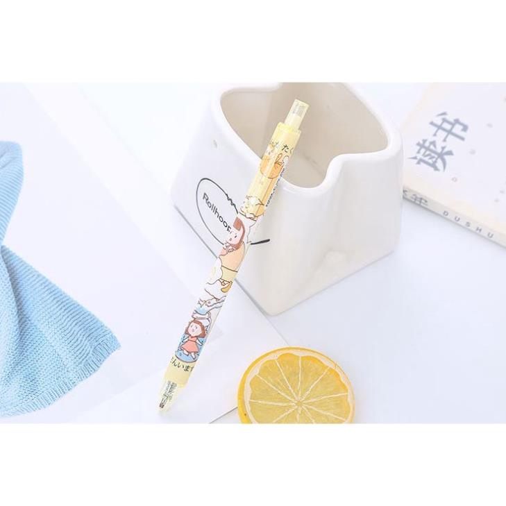 Bút Gel Bấm Hình Cô Gái Mực Đen 0,5mm Dễ Thương H165