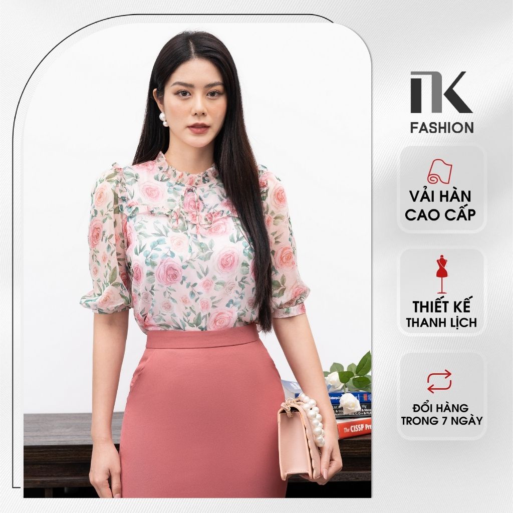 Áo Sơ Mi Công Sở Nữ NK Fashion Thiết Kế Họa Tiết Hoa Bèo, Nơ Cổ Nữ Tính, Chất Liệu Cao Cấp Không Nhăn Xù NKSM2202011