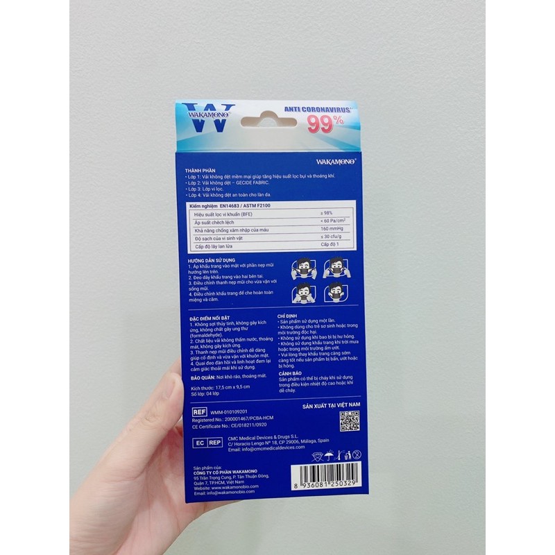 KHẨU TRANG Y TẾ WAKAMONO 4 LỚP DIỆT KHUẨN 99% , HỘP 10 CÁI | BigBuy360 - bigbuy360.vn