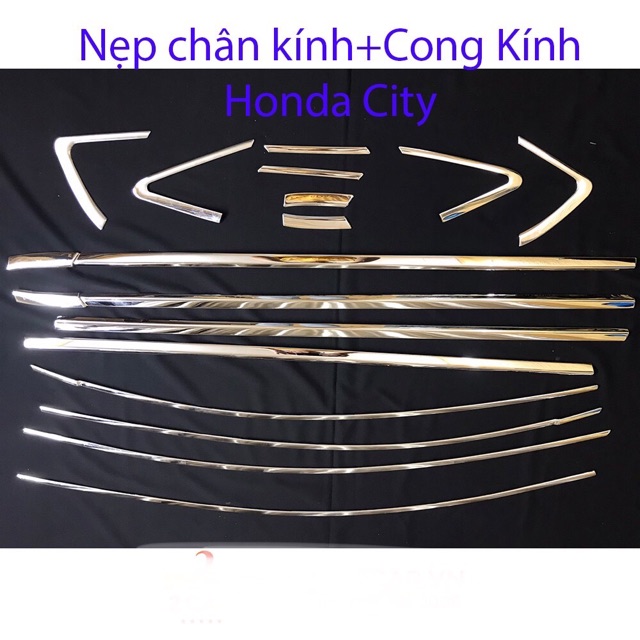 Nẹp chân kính + cong kính Honda City 2014 - 2020. 2021-2023 inox 304 cao cấp
