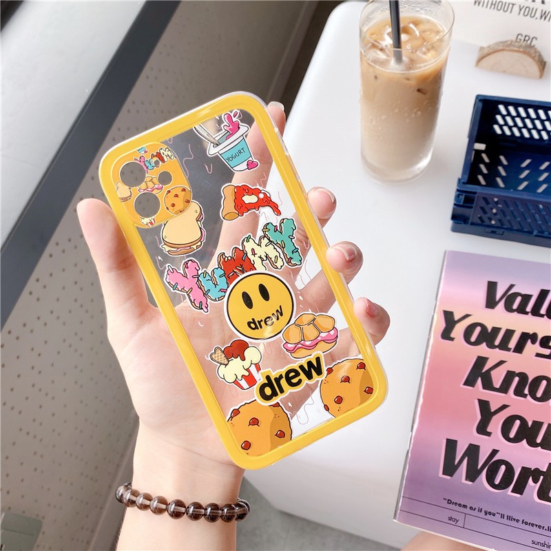 Vỏ iPhone iPhone 11 Pro Max / iPhone12 / Vỏ iPhone X / iPhone 7 Plus / iPhone 8 / iPhone 6 / iPhone 11 Các nút tương phản mặt thẳng Bieber Smiley TPU Vỏ chống vỡ