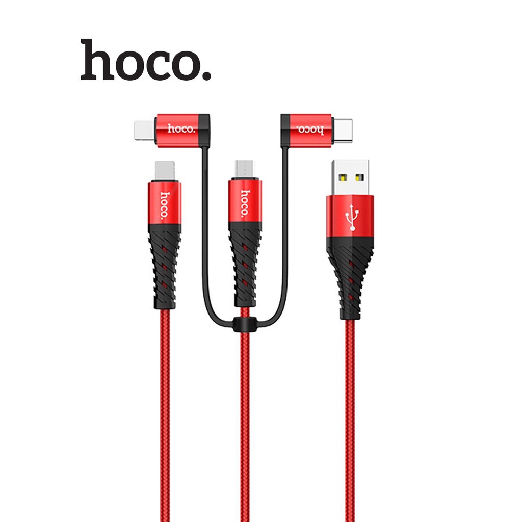 Cáp sạc 2.4A Hoco X38 4IN1 dây nylon siêu bền truyền dữ liệu nhanh chóng cho Smartphone