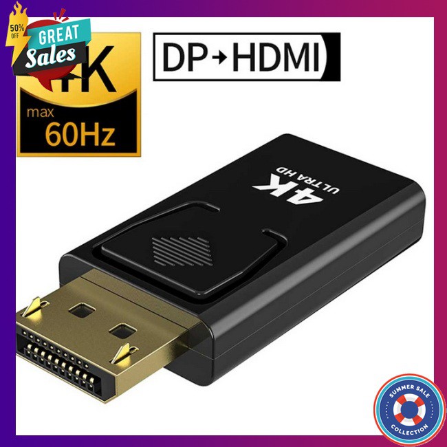 Đầu chuyển đổi đầu cắm DisplayPort HWR DP sang cổng cắm HDMI Max 4K 60Hz cho máy chiếu TV PC