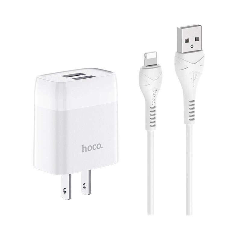 Cóc sạc Hoco C73 2.4A chính hãng, 2 cổng USB sạc cùng 1 lúc. sạc nhanh hơn dòng 2.1A. BH 12 tháng