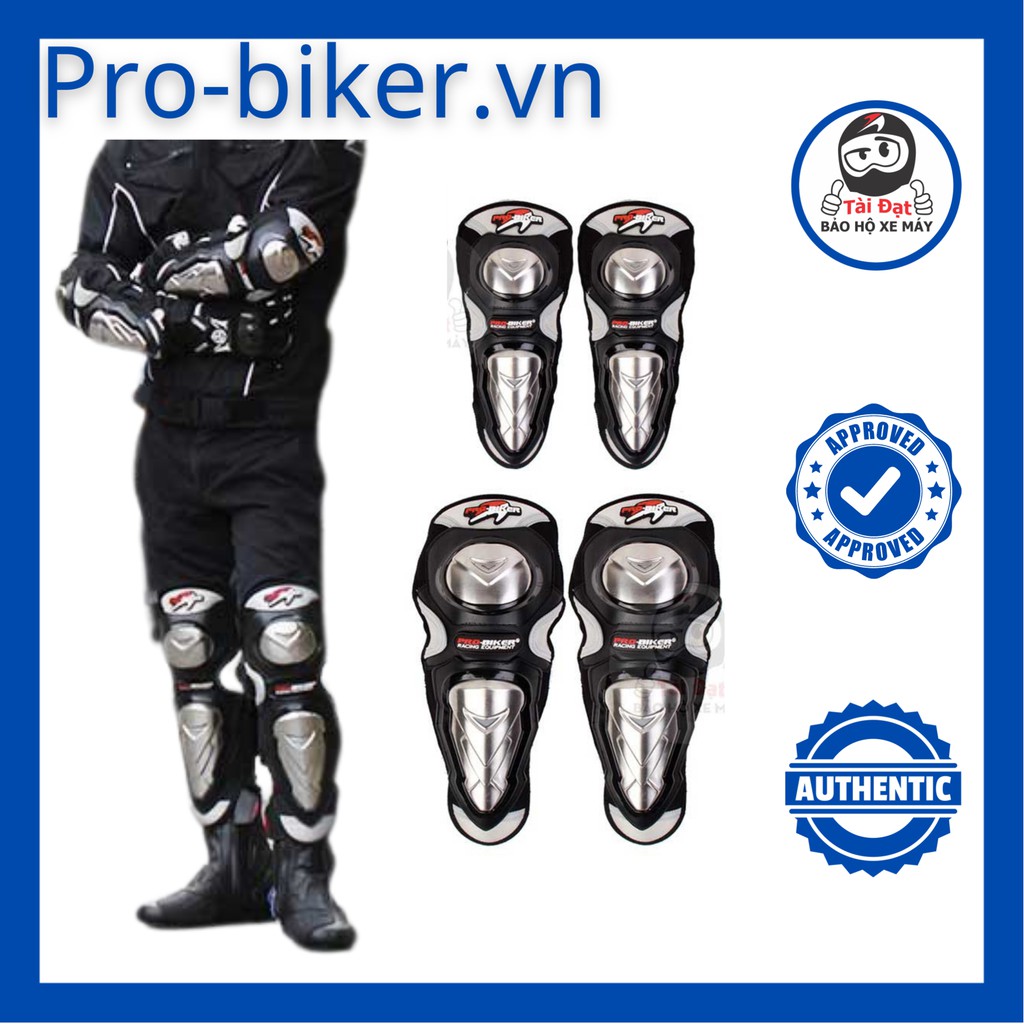 Bó gối kim loại inox Pro-Biker (2 Tay + 2 Chân)