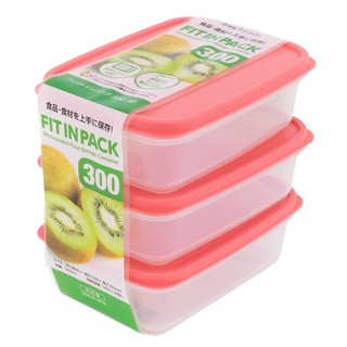 Bộ 3 hộp nhựa 300ml của Nhật đựng thực phẩm. 9x12,9cm cao 4cm; nắp cao su kín hơi. K777