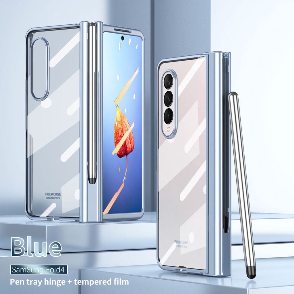 Ốp Điện Thoại Kính Cường Lực Trong Suốt Có Bút Cảm Ứng Cho Samsung Galaxy Z Fold 4 3 2 Fold4 5G Samsung Fold 4 3 2
