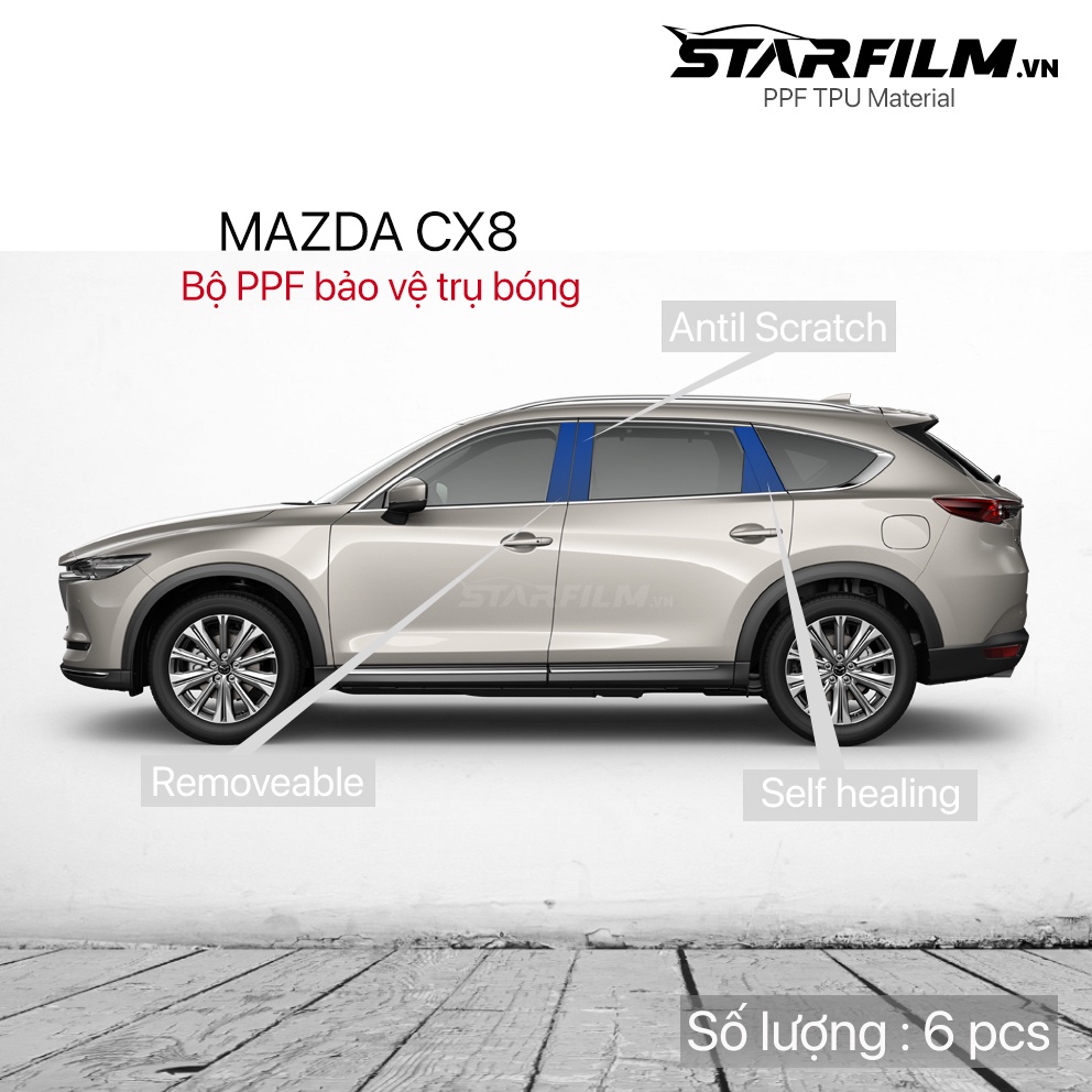 Bộ PPF bảo vệ chống xước trụ bóng STARFILM cho Mazda CX8 2019 ~ 2022