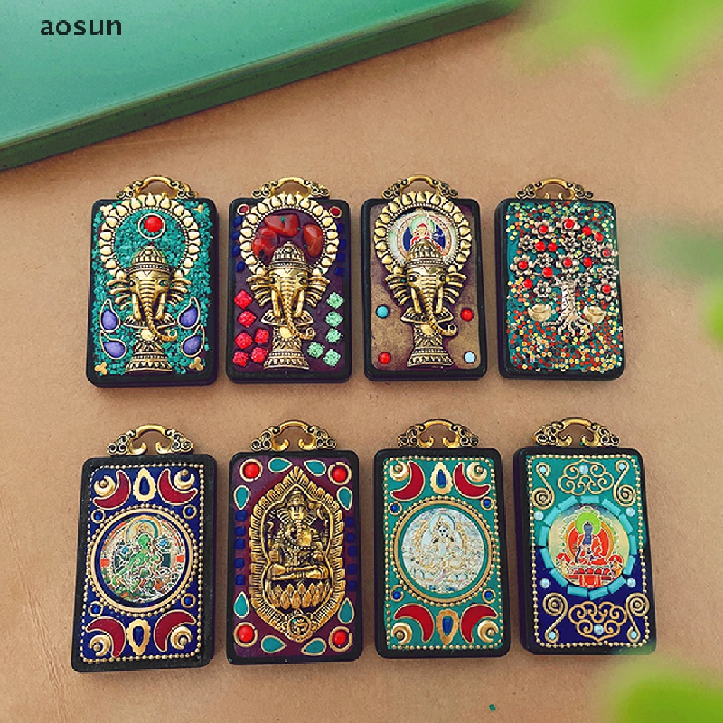 Aosun Vòng cổ Mặt Hình Tượng Phật Thượng Hải Nepal Bằng Gỗ Mun Độc Đáo