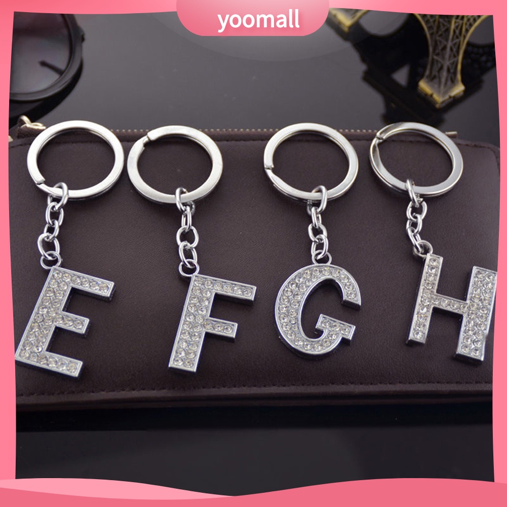 Móc khóa chữ cái đính đá sang trọng làm từ hợp kim