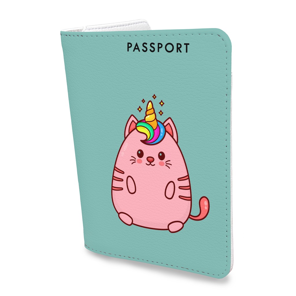 Ví Passport MÈO UNICORN Cute - Bao Da Hộ Chiếu Độc Đáo - PPT115