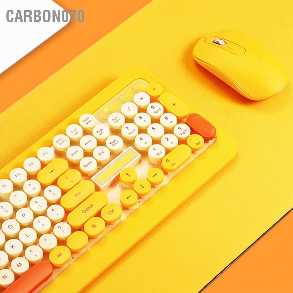 [Hàng HOT] K68 Bộ bàn phím Chuột không dây Punk Hoạt hình Vịt vàng dễ thương tương thích máy tính, laptop, pc【Carbon070】