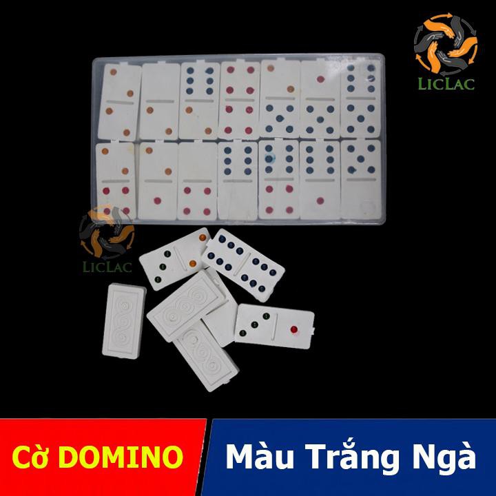 Hộp đồ chơi bộ cờ Domino giá rẻ màu Trắng Ngà có hộp đựng cờ - Bộ Chơi Cờ Giải Trí - LICLAC