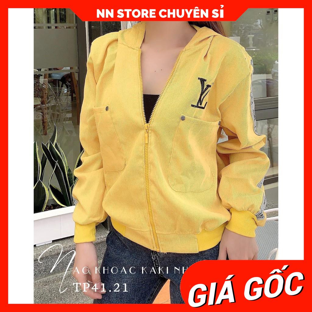 Áo khoác nữ chống nắng chất kaki nhung gân tăm thêu chữ dễ thương TP41.21