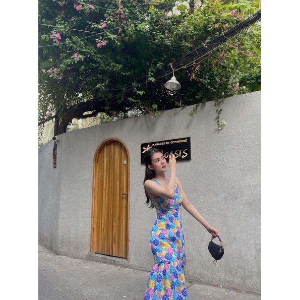 THANH LÝ ĐẦM XANH HOA SIZE S