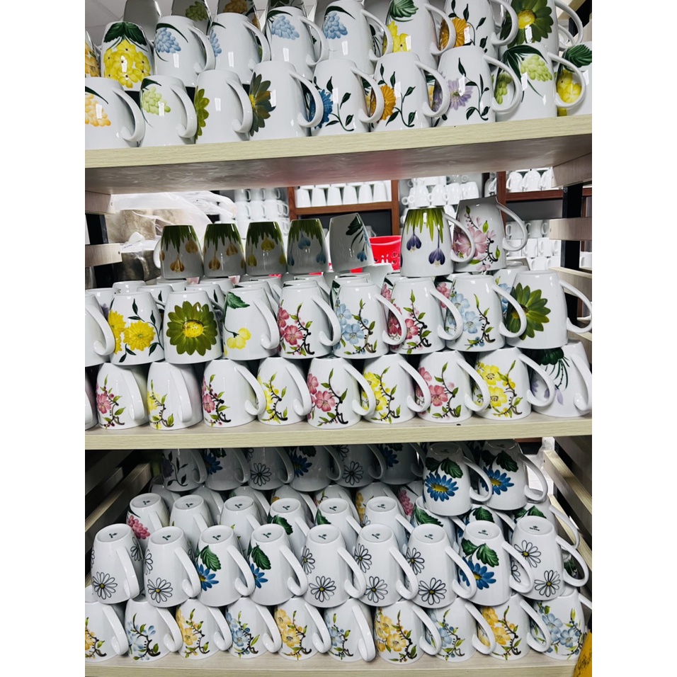 Cốc uống nước decor Cốc sứ, Ly sứ Cute, Gốm sứ Bát Tràng hàng vẽ tay 400ml