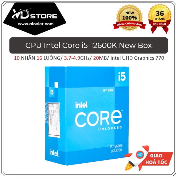 Bộ vi xử lý CPU Intel Core i5 12600K new box - Hàng chính hãng