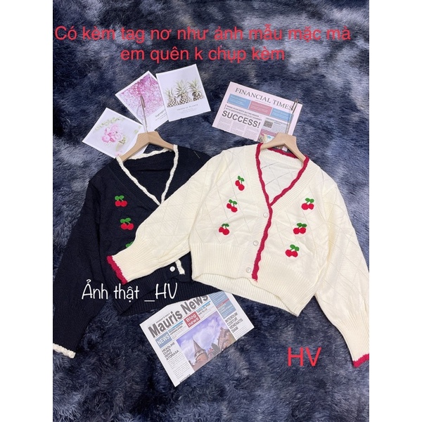 [Mã 2611THTRANG100K hoàn 10% xu đơn 99K] Áo khoác cadigan thêu hoa kèm tag nơ