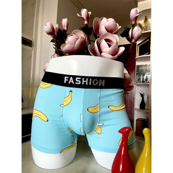 Combo sét hộp 4 quần sịp nam quần lót đùi nam cao cấp thiết kế độc họa tiếtquả chuối  độc đáo chất cotton thoáng mát