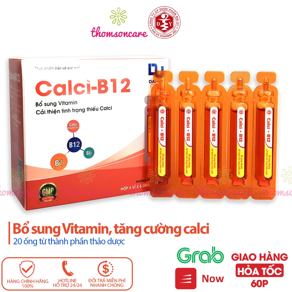 Calci B12 hộp 20 ống 10ml - Tăng cường sức khỏe - Bổ sung vitamin, cải thiện tình trạng thiếu hụt canxi