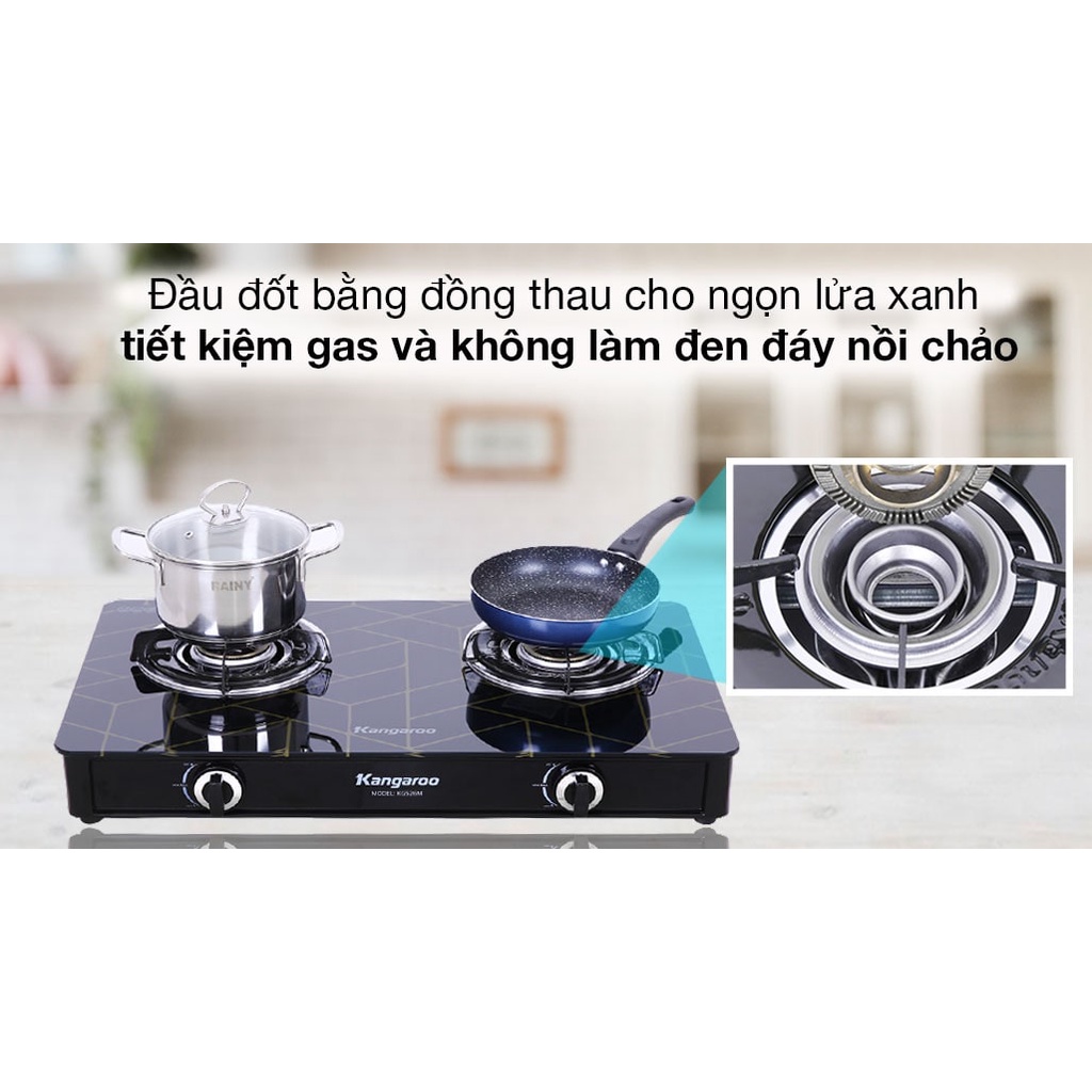 Bếp ga đôi Kangaroo KG526M Chính hãng trưng bày 99%+Tặng dây gas-bếp bền tốt tiết kiệm gas
