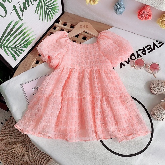 Đầm voan xoè phồng bé gái