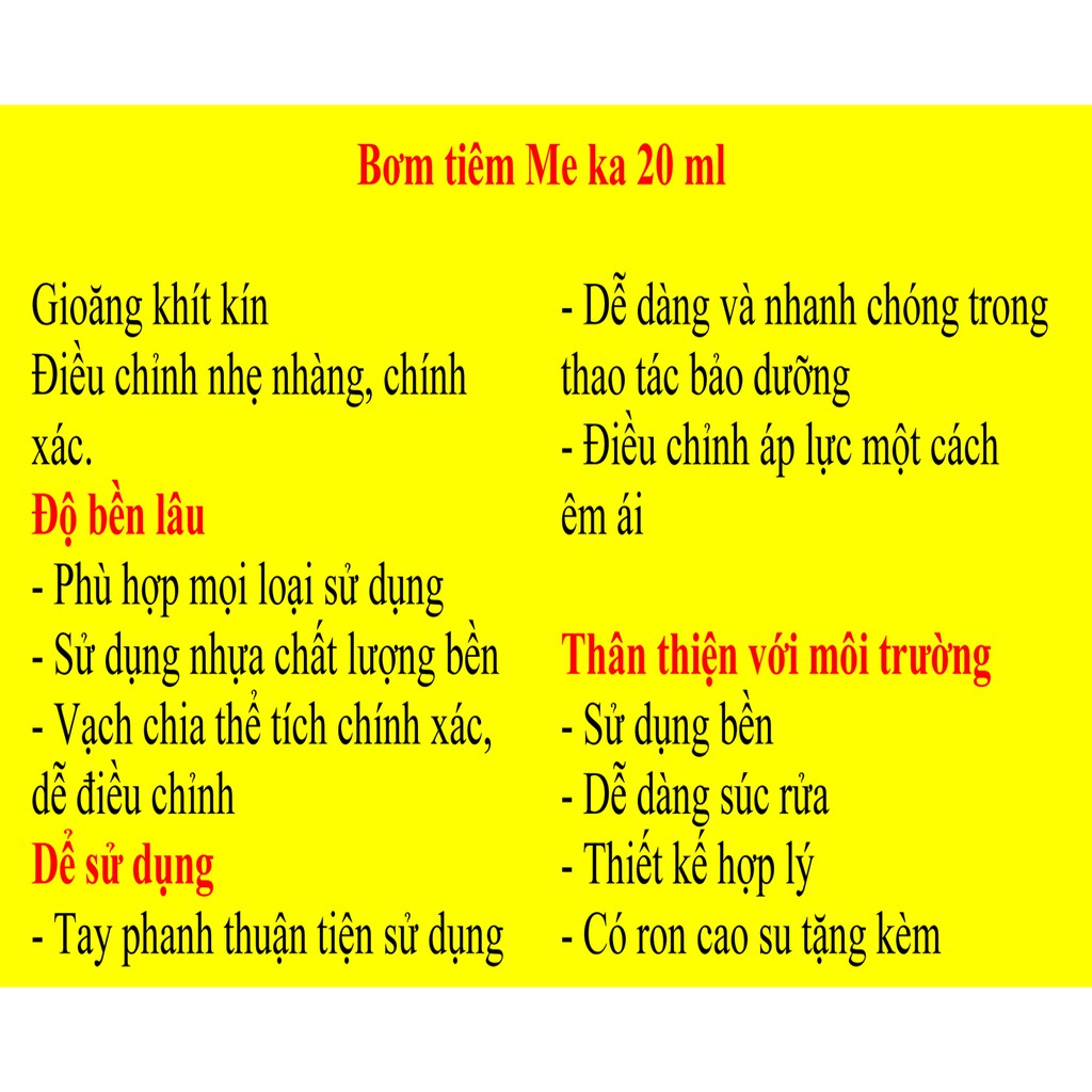1 Cái Bơm Tiêm Meka 20ml dùng tiêm Trâu, bò, Ngựa, dê, Cừu, Lợn Chó Mèo