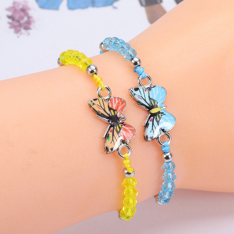 Vòng Tay Chuỗi Hạt Pha Lê Hình Bướm Nhiều Màu Xinh Xắn Thời Trang