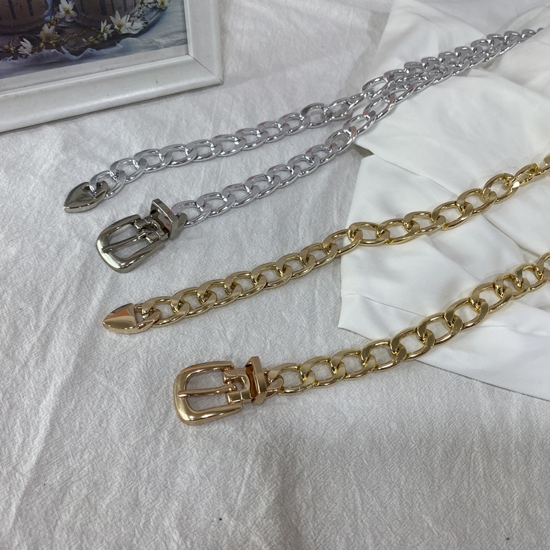 Thắt Lưng Dây Xích Kim Loại 19601 Thiết Kế Đơn Giản Thời Trang Phong Cách Punk Hàn Quốc