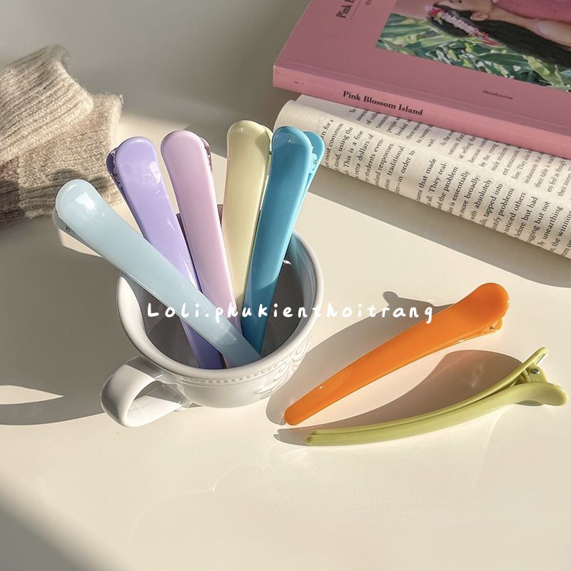 Kẹp tóc mỏ vịt cỡ lớn 12cm, màu pastel xinh xắn cho nữ