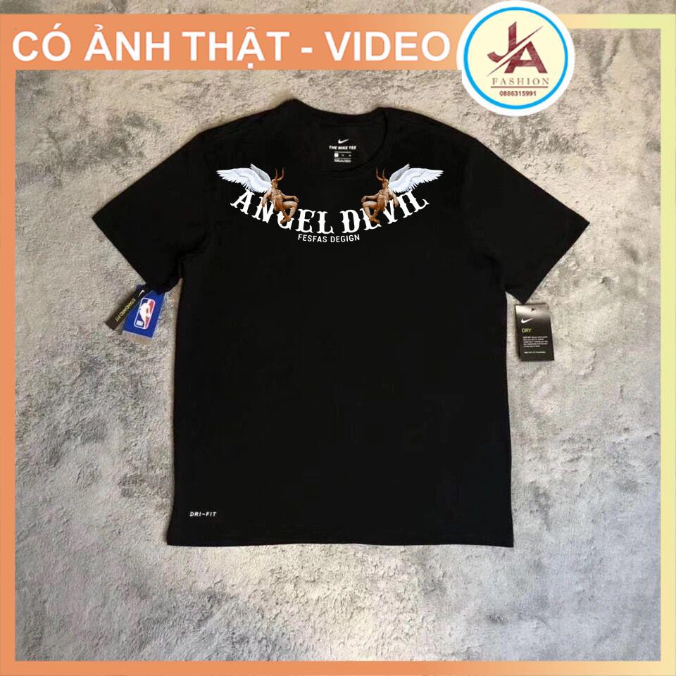 Hình thật- Áo thun unisex tay lỡ form rộng  Angel Devil sắc nét - áo phông nam nữ cotton Hot có đủ size