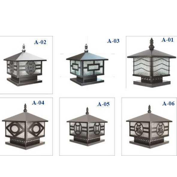 (RẺ VÔ ĐỐI)Đèn trụ cổng: Mẫu đèn trang trí ngoài trời D200 mái trơn PH02A