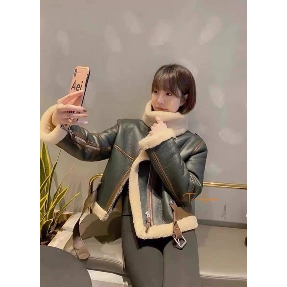 Áo khoác da lộn lót lông loại 1