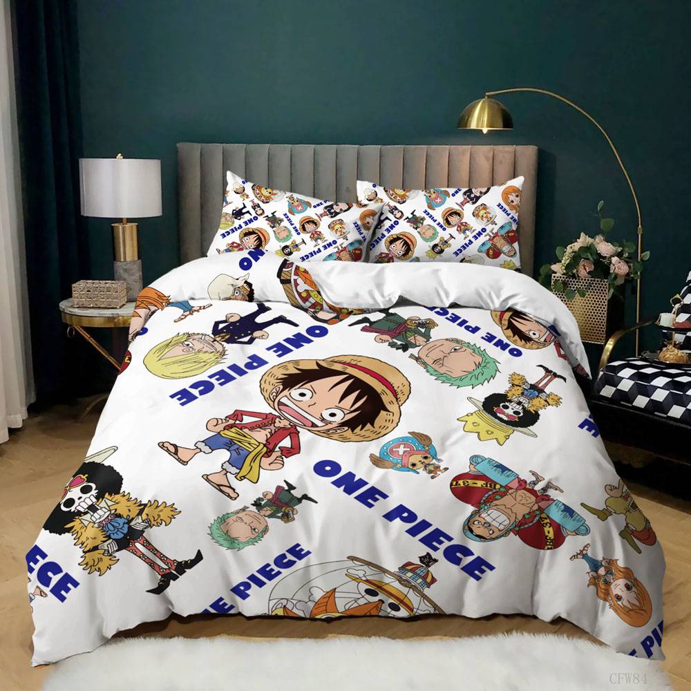 Bộ Chăn Ga Và Vỏ Gối Họa Tiết Hoạt Hình One Piece