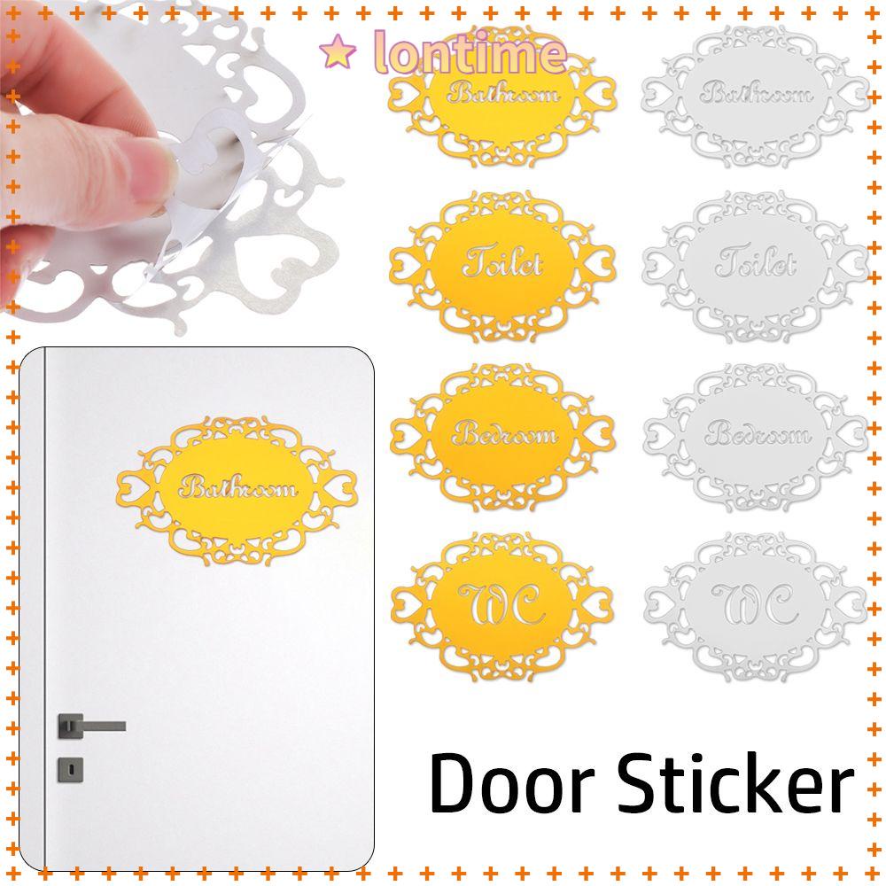 Decal acrylic dán cửa in chữ WC/Toilet/Bathroom cho nhà DIY