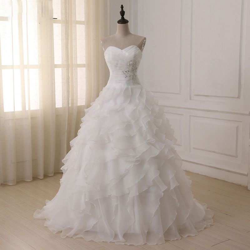 Đầm Cưới 3 Vòng 1 Lớp Phối Lưới Thiết Kế Xinh Xắn Cho Cô Dâu