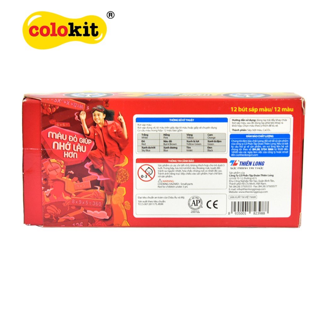 Bút sáp 12 màu Colokit CR-C022 (Thiên Long)