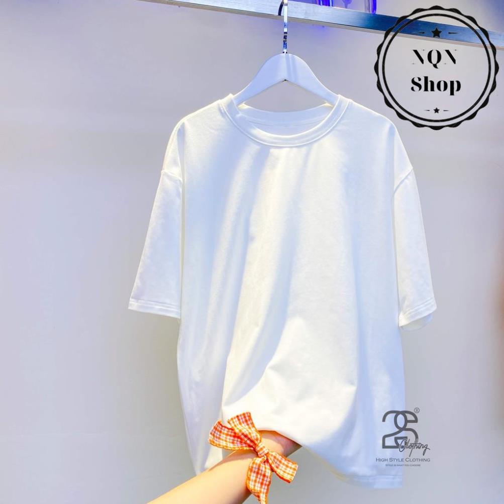 Áo Thun Trơn Unisex Màu Trắng Oversize Cổ Tròn Tay Ngắn Giá Rẻ - NQN Shop