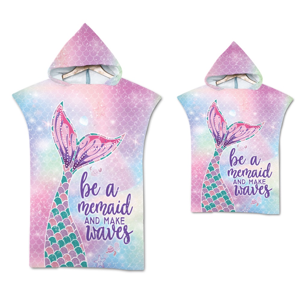 Khăn Choàng Tắm Có Mũ Trùm Đầu Kiểu Nàng Tiên Cá