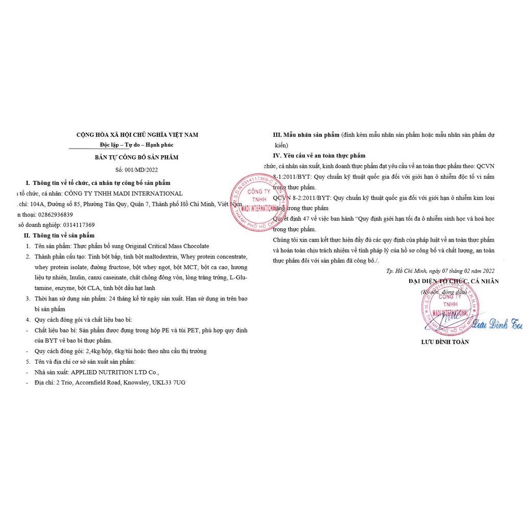 [Tặng Bình] Critical Mass 6kg Sữa Dinh Dưỡng Tăng Cân Nhanh Cao Cấp Cho Người Gầy Applied Critical Mass 6kg - Uk