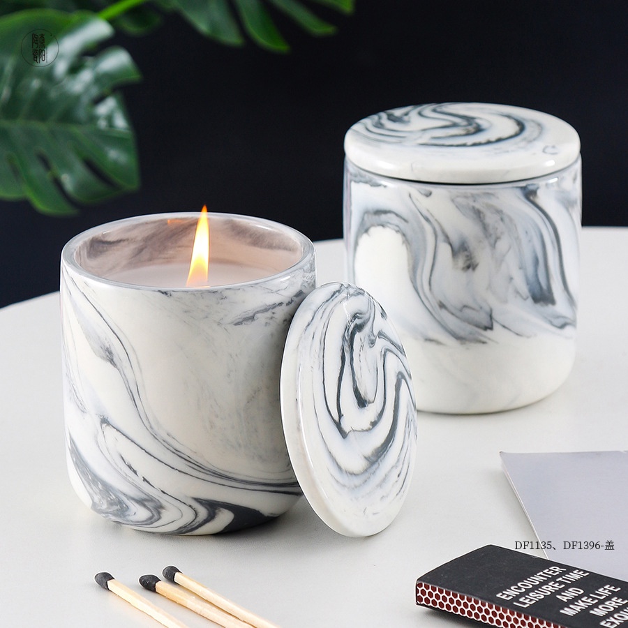 Cốc Đựng Nến Thơm Vân Đá Kèm Nắp Size 250Ml ~ 8.5Oz Nhận Đặt Màu Theo Yêu Cầu DIY