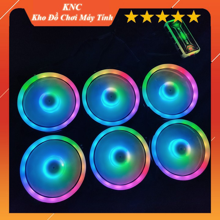Quạt Tản Nhiệt V4 Sáng Tâm Và Viền Quạt 12cm Fan Led RGB Bộ 6 Quạt Đồng Bộ Hub Coolmoon ARGB Music