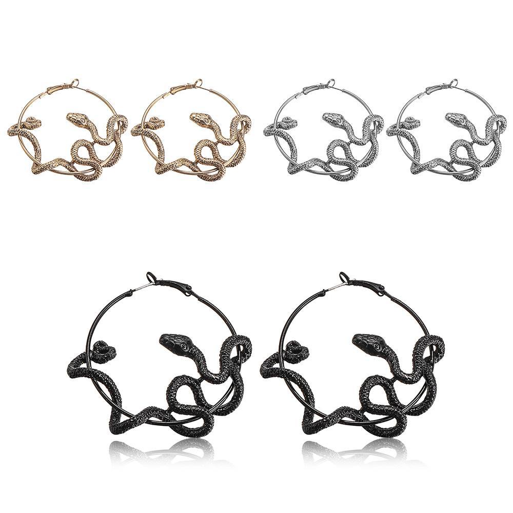 Khuyên Tai Dạng Vòng Lủng Lẳng Họa Tiết Da Rắn Thời Trang Cho Nam