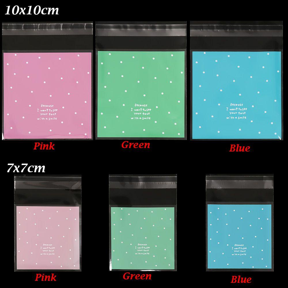 Set 100 Túi Nhựa Đựng Bánh Quy Họa Tiết Chấm Bi