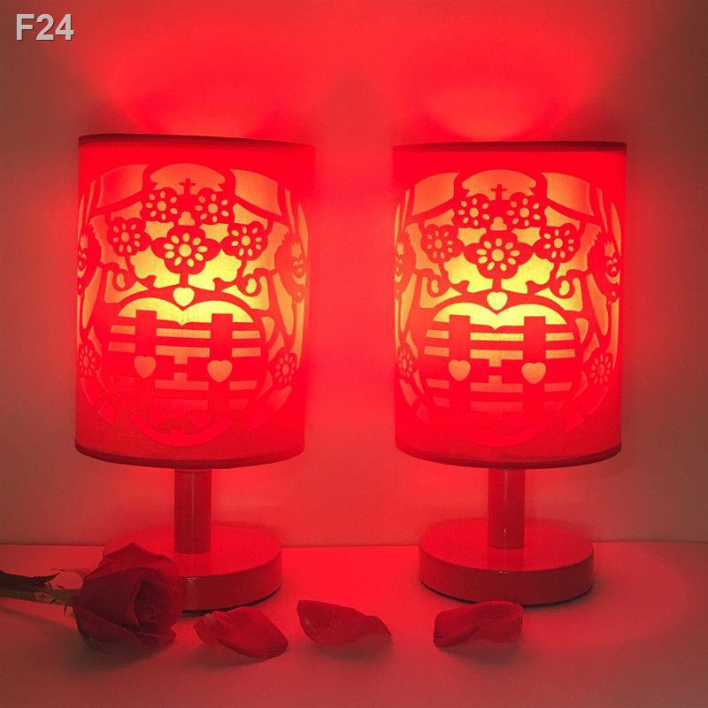 Đèn bàn đám cưới hạnh phúc đôi đơn giản đầu giường phòng lãng mạn trang trí màu đỏ cặp LED trước -sale: Phát h