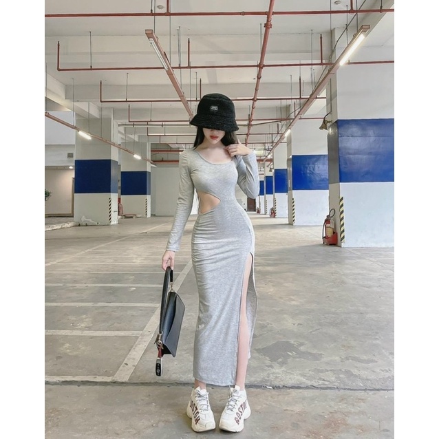 Đầm Maxxi Body Khoét Eo 1 Bên Xẻ Tà Cao Sexy