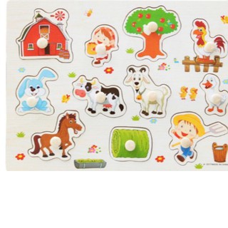 Đồ chơi Montessori ❤️Combo 2 bảng Bảng núm chủ đề nông trại động vật thú vị