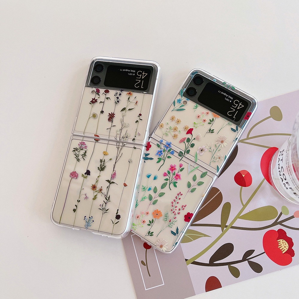 Ốp Điện Thoại PC Cứng Trong Suốt Chống Sốc Họa Tiết Hoa Và Bướm Cho Samsung Galaxy Z Flip 4 5G